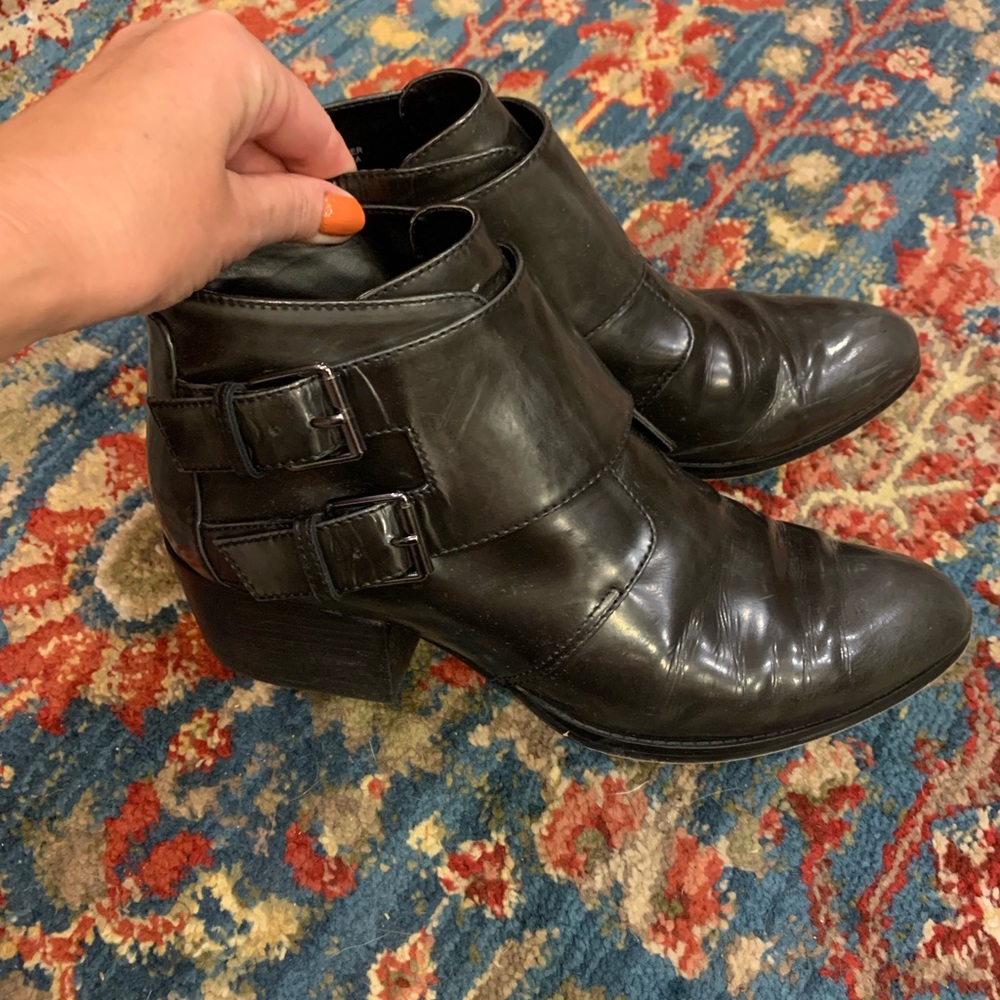 Patent leather ankle boots